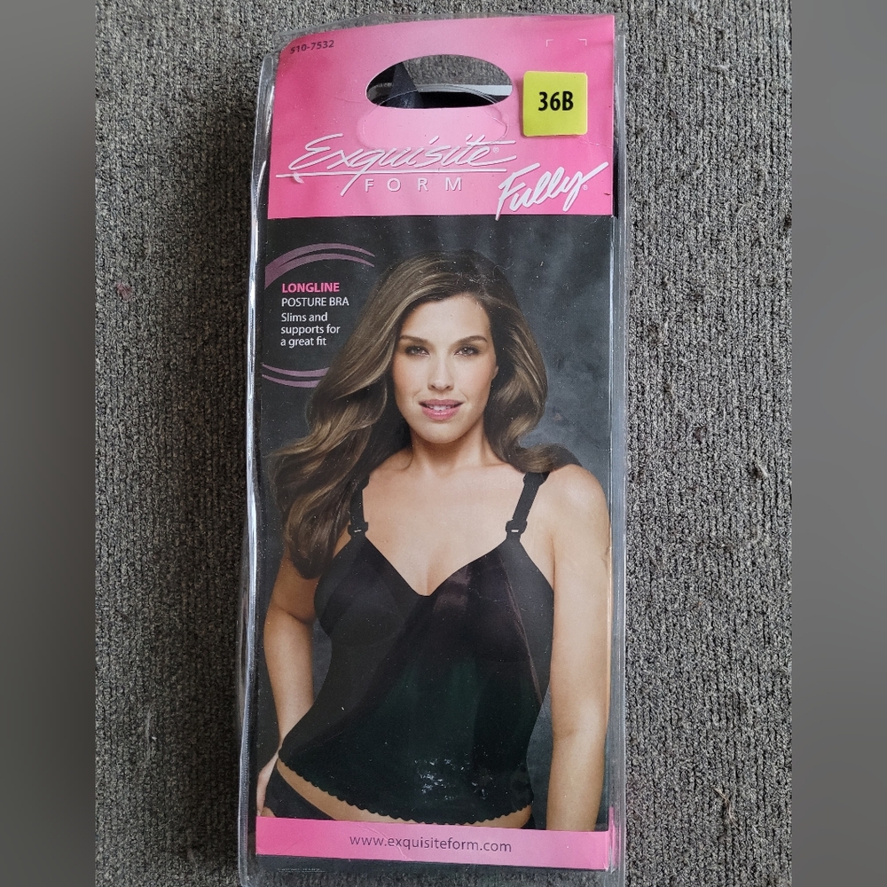 Exquisite Form Longline Posture Bra Size 36B Black New